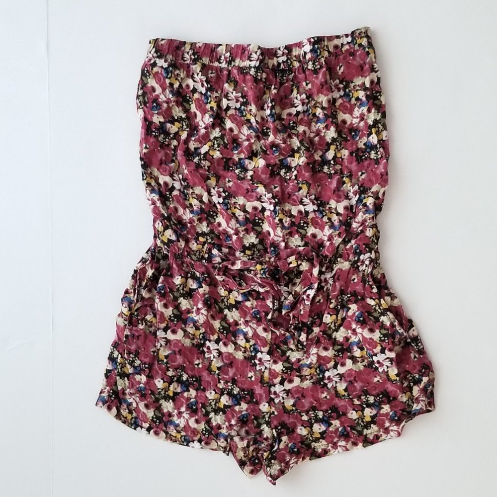 Rayon Jersey Knit Strapless Floral Romper Overall Shortall